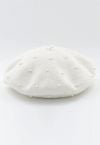 Handmade Pearl Wool Blend Beret Hat in White