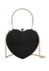 Gleaming Heart Shape Clutch Handbag in Black