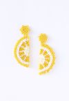 Half Lemon Beaded Earrings