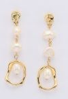 Geometric Freshwater Pearl Drop Earrings