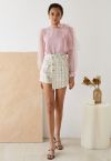 Grid Tweed Buttoned Flap Skorts in Ivory