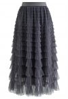 Swan Cloud Midi Skirt in Smoke