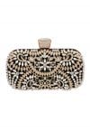 Glittering Floral Rhinestone Inserted Clutch in Black