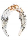 Floral Printed Knotted Headband in White