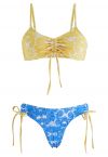 Paisley Pattern Color Block Bikini Set