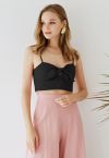 Tie Knot Cami Crop Top in Black