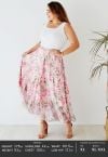 Pink Flower Bud Printed Chiffon Maxi Skirt