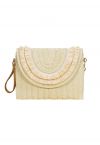 Raffia Solid Color Envelope Bag in Cream