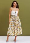 Refreshing Orange Printed Maxi Skirt in Ivory