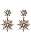 Metal Star Rhinestone Drop Earrings