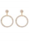 Hollow Out Circle Rhinestone Earrings in Gold