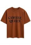 Coffee Queen Printed Cotton T-Shirt in Caramel