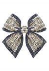 Sequin Beaded Bowknot Hair Barrette in Navy