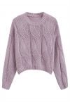 Casual Elegance Cable Knit Sweater in Lilac