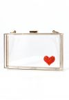 Red Heart Translucent Pearl Clutch in White