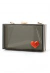 Red Heart Translucent Pearl Clutch in Black