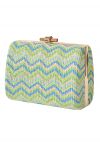 Wavy Line Color Block Woven Handbag in Mint