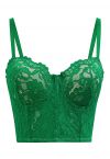 Floral Lace Bustier Crop Top in Green