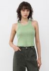 Solid Cropped Knit Tank Top in Pistachio