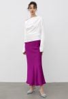 Satin Finish Mermaid Maxi Skirt in Magenta