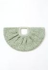 Semicircle Woven Straw Handbag in Green