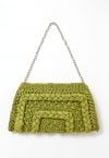 Braided Straw Shoulder Bag in Green