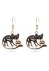 Starry Night Cat Spooky Pumpkin Earrings