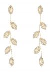 Leaves and Branches Rhinestone Drop Earrings in Gold