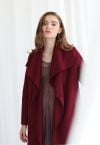 Free Myself Open Front Wool-Blend Coat in Wine