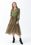 Can't Let Go Mesh Tulle Skirt in Army Green