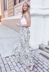 Snake Printed Asymmetric Chiffon Maxi Skirt