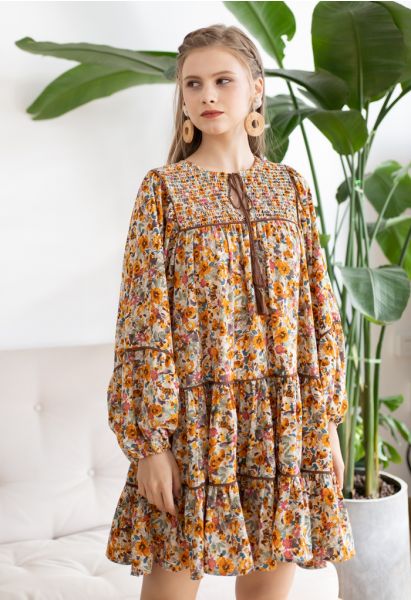 Puff Sleeve Ditsy Floral Dolly Dress