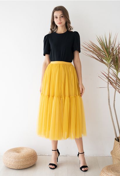 Can't Let Go Mesh Tulle Skirt in Yellow