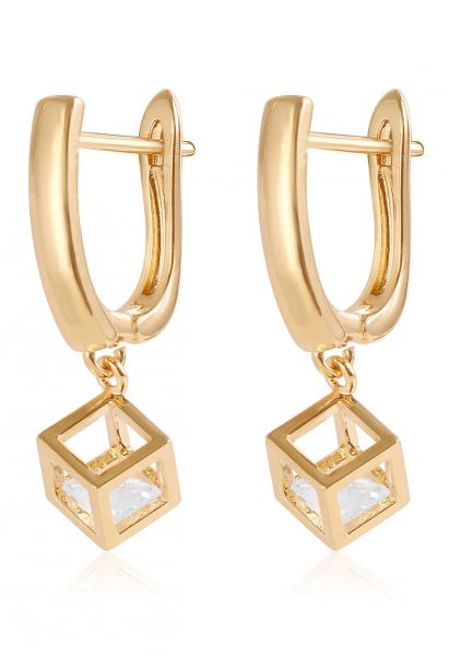 Hollow Out Cube Dangle Earrings
