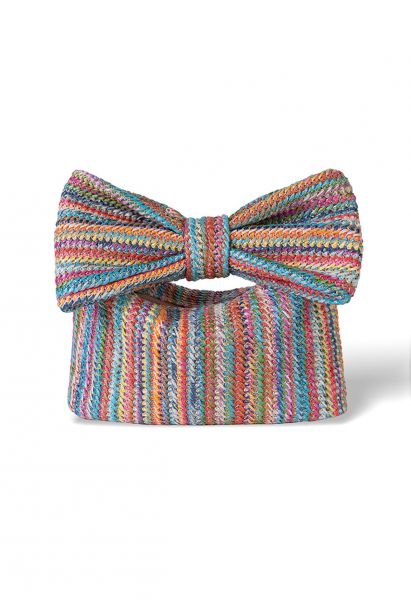 Bowknot Braided Straw Clutch in Multicolor