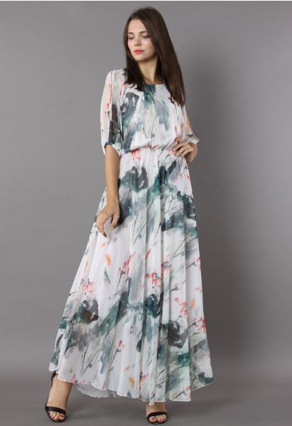 Paint in Grace Watercolor Maxi Dress