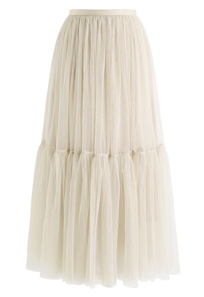 Can't Let Go Mesh Tulle Skirt in Cream