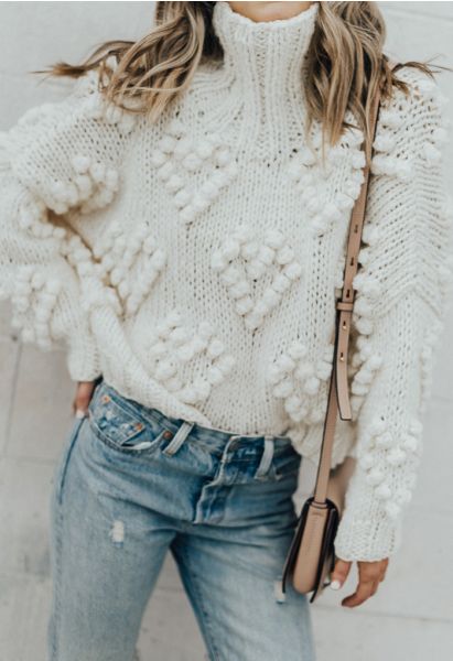 Knit Your Love Turtleneck Sweater in White