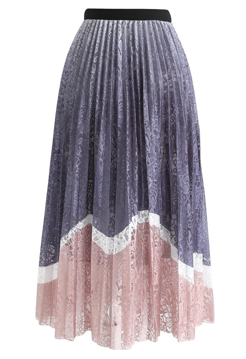 Lightweight Colored Floral Mesh Skirt in Pink