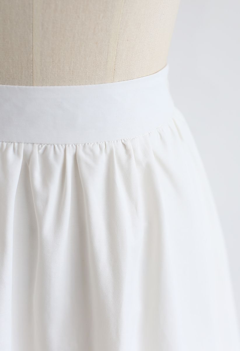 Simple A-Line Midi Skirt in White