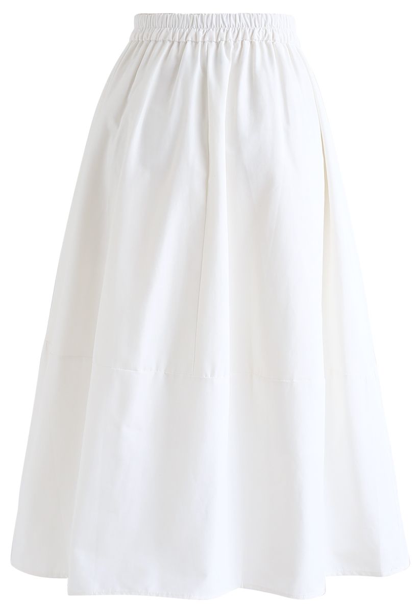Simple A-Line Midi Skirt in White