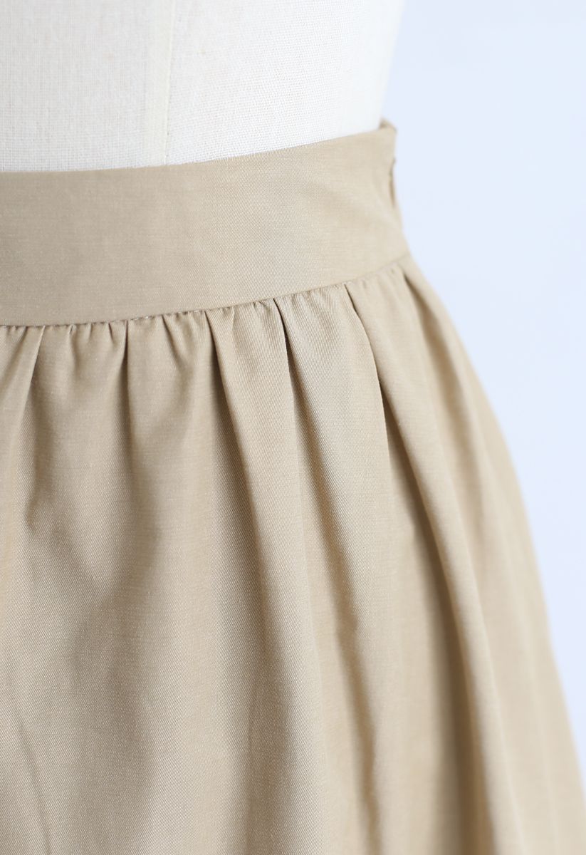 Simple A-Line Midi Skirt in Sand