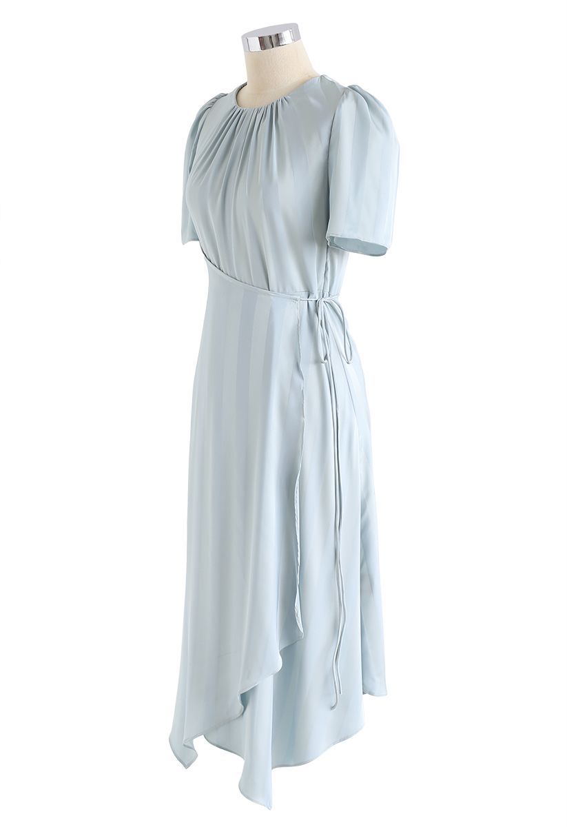 Subtle Stripe Asymmetric Dress in Mint