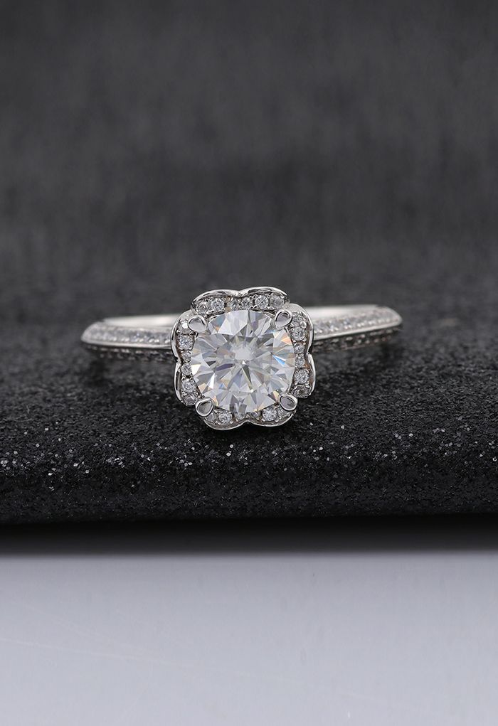 Floral Heart Shape Moissanite Diamond Ring