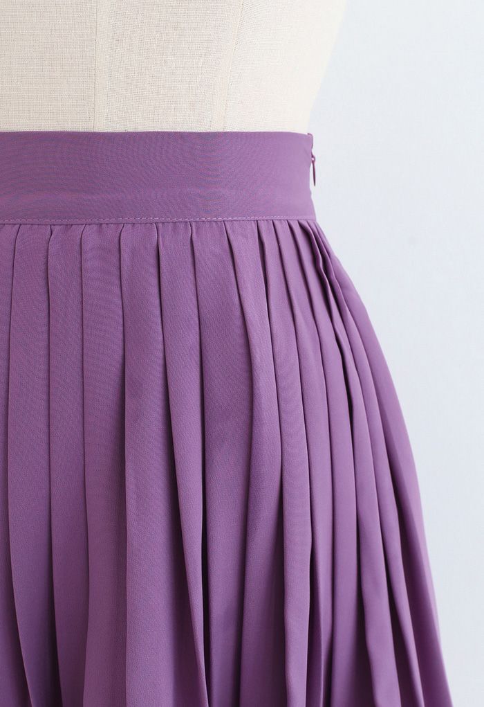 Pleated Skater Skirt in Purple