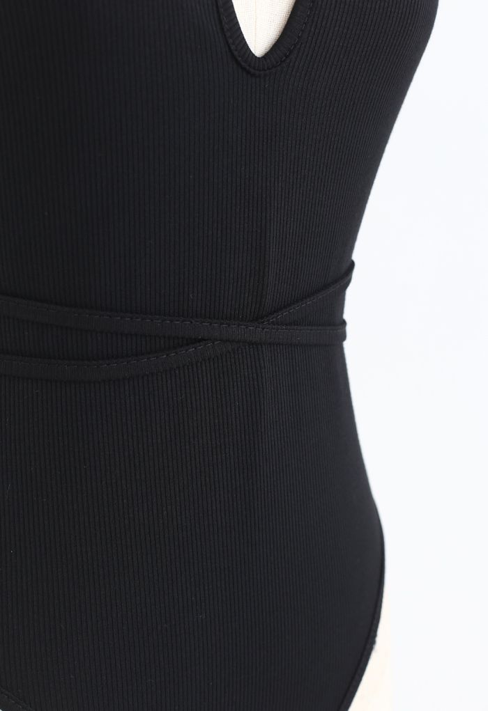 Tie-Back Cutout High Leg One-Piece Swimsuit