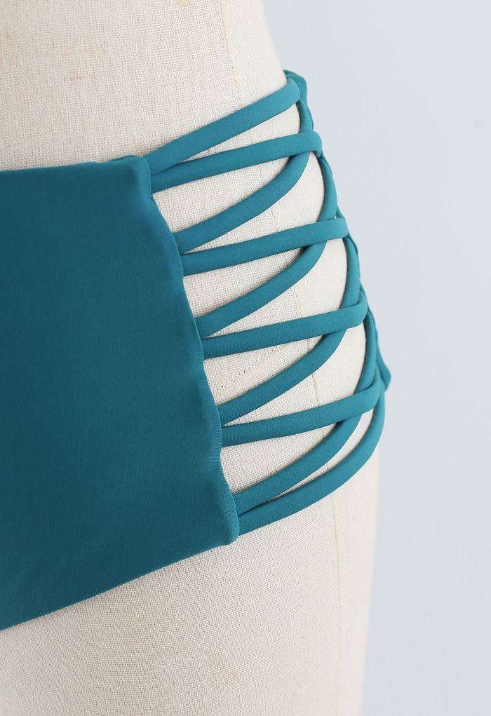 Tie Back Printed Crisscross High Waist Bikini Set