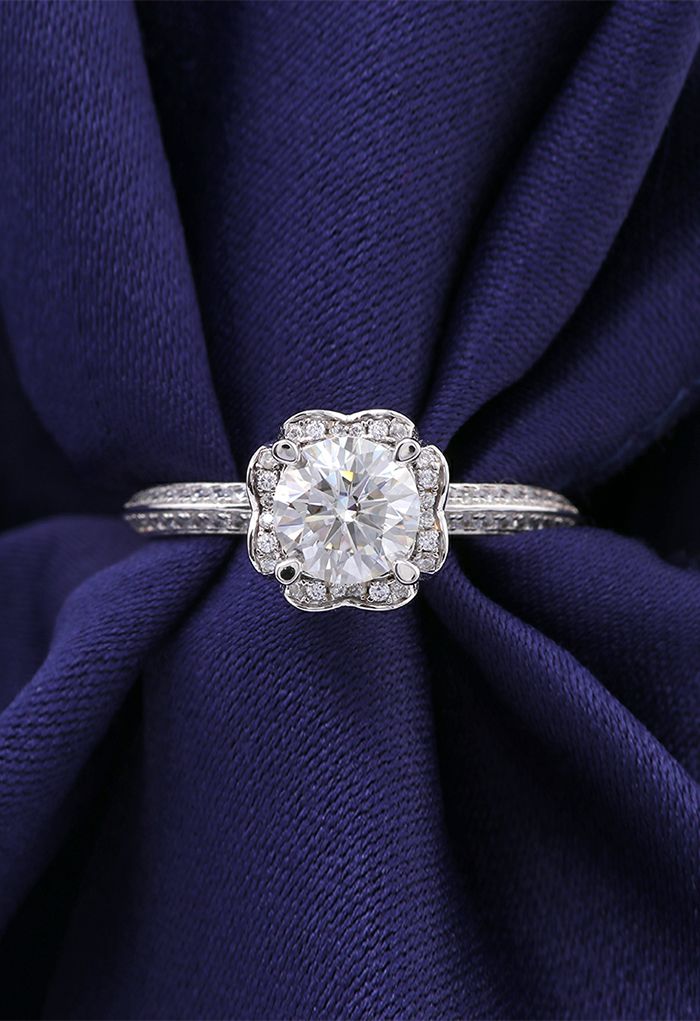 Floral Heart Shape Moissanite Diamond Ring
