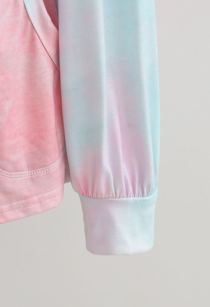 Pinky Tie Dye Loose Sweatshirt and Shorts Set