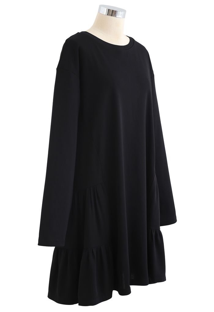 Frilling Dolly Mini Dress in Black